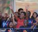 Michelle Obama s'est déplacée à Flushing Meadows vendredi 9 septembre 2011 pour le 12e jour de l'US Open. Comme toutes les supportrices, quand elle se voit sur l'écran géant, elle s'agite ! 