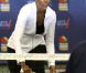 Michelle Obama en tenniswoman pour promouvoir son programme contre l'obésité chez les jeunes Let's Move à Flushing Meadow lors de l'US Open 2011, le 9 septembre.