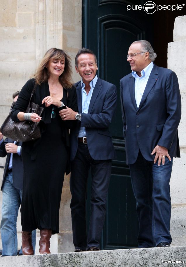 Nathalie André, Daniel Moine et Gérard Louvin lors de la messe en hommage à Tony Krantz, décédée la nuit du 6 ou 7 août. Eglise St Roch à Paris le 16 septembre 2011