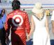 Dario Franchitti et sa femme Ashley Judd après l'accident qui a coûté sa vie à Dan Wheldon le 16 octobre 2011 à Las Vegas