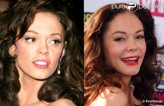 A gauche, Rose McGowan en 2006, à droite, l'actrice en 2011. Montage