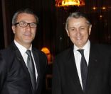 Fabrice Mouzan et Pierre Ferchaud lors du dîner des stars au Fouquet's à Paris, organisé par le Dr Pierre Huth, au profit du dépistage du cancer à l'Institut Fournier le 14 novembre 2011  