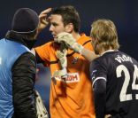 Le gardien du Dinamo Zagreb, enchanté d'avoir pris 7buts de l'Olympique Lyonnais le 7 décembre 2011 à Zagreb dans un match qui fait polémique