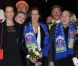 La princesse Stéphanie de Monaco, sa fille Pauline Ducruet, Robert Hossein et Stéphane Bern lors du 36e Festival International du cirque de Monte-Carlo à Monaco le 21 janvier 2012