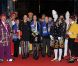 Pauline Ducruet, sa mère la princesse Stéphanie de Monaco, Robert Hossein et Stéphane Bern lors du 36e Festival International du cirque de Monte-Carlo à Monaco le 21 janvier 2012