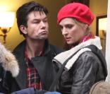 Uma Thurman et Jerry O\'Connell sur le tournage de Smash, à New York le 23 janvier 2012.