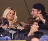 Jessica Simpson et Eric Johnson lors du Super Bowl disputé à Indianapolis le dimanche 5 février 2012