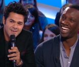 Jamel Debbouze fait une surprise à Omar Sy sur le plateau du Grand Journal de Canal + le mardi 7 février 2012