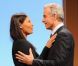 Philippe Bardy et Nathalie Marquay lors de la présentation de la pièce, Piège à Matignon, au théâtre du Gymnase, le 16 février 2012