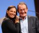 Nathalie Marquay et Jean-Pierre Pernaut lors de la présentation de la pièce, Piège à Matignon, au théâtre du Gymnase, le 16 février 2012