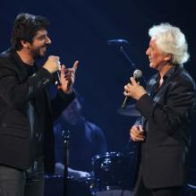 Gérard Lenorman et Patrick Fiori au Grand Rex, à Paris, le 8 mars 2012.