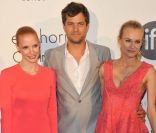 Jessica Chastain, Joshua Jackson et Diane Kruger lors de la soirée Calvin Klein à la villa Saint Georges. Cannes, le 17 mai 2012.