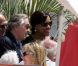 Robert de Niro et Grace Hightower au déjeuner en l'honneur de Jean-Paul Belmondo organisé par  Paris Match  à l'Eden Roc, au Cap d'Antibes, le 17 mai 2012.