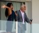 Jean-Paul Belmondo et Barbara Gandolfi au déjeuner organisé par  Paris Match  à l'Eden Roc, au Cap d'Antibes, le 17 mai 2012.