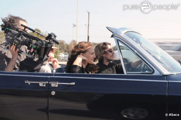 Natalie Portman et Christian Bale sur le tournage de  Knight of Cups  de Terrence Malick, à Los Angeles le 4 juin 2012.