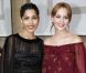 Freida Pinto et Leighton Meester assistent au défilé Croisière 2013 de Salvatore Ferragamo à la Galerie Denon au Louvre. Paris, le 12 juin 2012.