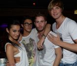 Isabella, David, Alexandre et Sergueï ( Secret Story 6 ) au Duplex, discothèque parisienne, le mardi 19 juin 2012.