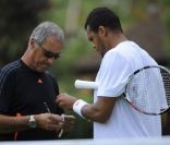 Jo-Wilfried Tsonga le 6 juillet 2012 à Wimbledon quelques heures avant sa demi-finale perdue face à Andy Murray (6-3, 6-4, 3-6, 7-5)