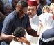 Marcel Desailly en compagnie de Sandrine Diouf et son fils Isaac aux obsèques de Mouss Diouf, le 9 juillet 2012, à Auriol.