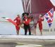 Richard Branson débarque à Cancun le 7 juillet 2012 avec Alexandra Burk pour célébrer l'ouverture d'une nouvelle ligne entre Londres et Cancun après avoir voyagé sur l'aile