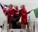Richard Branson débarque à Cancun le 7 juillet 2012 avec Alexandra Burk pour célébrer l'ouverture d'une nouvelle ligne entre Londres et Cancun