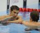 Michael Phelps, ici avec Yannick Agnel, est devenu l'ahtlète le plus titré des Jeux olympiques le 31 juillet 2012 à Londres avec 19 médailles dont 15 d'or après sa victoire obtenue avec le relais 4x200 m