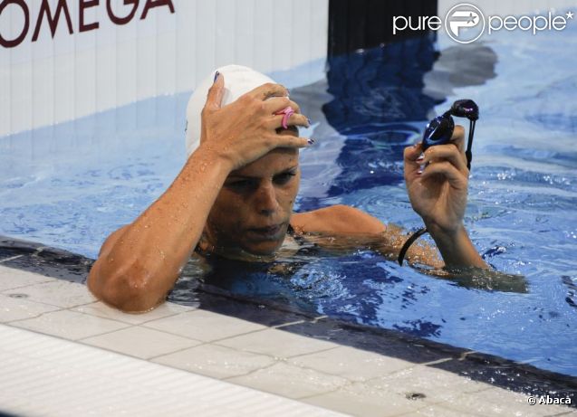 Laure Manaudou le 29 juillet 2012 à Londres lors des Jeux olympiques - photos Purepeople