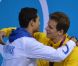 Florent Manaudou devient champion olympique du 50m nage libre devant Cesar Cielo, tenant du titre qui termine troisième, le 3 août 2012 à Londres