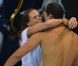 Laure Manaudou ne peut s'empêcher de se jeter dans les bras de son frère Florent pour le féliciter suite à son triomphe sur le 50m nage libre lors des Jeux olympiques de Londres le 3 août 2012