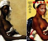 Michelle Obama en une polémique du magazine espanol  Fuera de serie,   dans une mise en scène réalisée par Karine Percheron-Daniels, inspirée de l'oeuvre de Marie-Guillemine Benoist,  Portrait d'une Négresse , datant de 1800