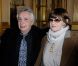 Le photographe Jean-Marie Périer entouré de sa demi-soeur Anne-Marie Périer et Michel Sardou, à Paris, le 8 février 2012.
