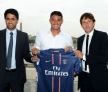 Nasser El-Khelaifi, Thiago Silva et Leonardo le 24 août 2012 à Paris