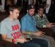 Christophe Lemaitre en pleine partie avec DJ Atom de C2C lors de la soirée de lancement FIFA 13, le 25 septembre 2012 à l'Olympia de Paris.