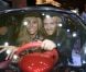 David et Cathy Guetta au Mondial de l'Auto 2012 à Paris, le jeudi 27 septembre 2012, à bord de la Renault Twizy by David &amp; Cathy Guetta, dont ils sont les créateurs.