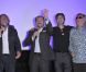 Richard Anconina, Patrick Timsit, Thomas Langmann et Gilbert Montagné à l'avant-première du film  Stars 80  à Lyon, le 28 septembre 2012.