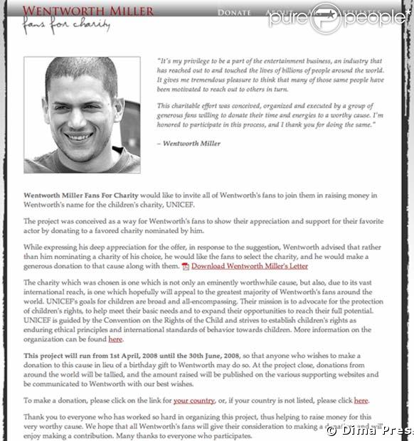 Lettre de Wentworth Miller envers ses fans