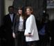 Carla Bruni-Sarkozy et Valérie Trierweiler, passation de pouvoir à l'Elysée, le 15 mai 2012.