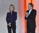 Michel Drucker et Jane Fonda, sur le plateau de l'émission  Vivement dimanche  sur France 2. Tournage du mercredi 24 octobre 2012. Diffusion fixée au dimanche 28 octobre 2012.
