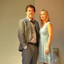Olivier Marchal, Catherine Marchal au filage de la pièce <em>Rendez-vous au Grand Café</em> au théâtre des Bouffes Parisiennes à Paris le 8 octobre 2012