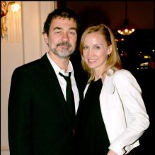 Olivier Marchal et sa femme Catherine le 24 février 2006 lors des Molières