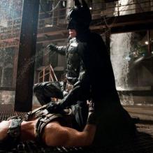 Christian Bale et Tom Hardy sur le tournage de The Dark Knight Rises.