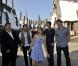 Les vedettes de la saga Robbie Coltrane, Matthew Lewis, Emma Watson, et les jumeux Oliver and James Phelps dans le parc d'attractions The Wizarding World of Harry Potter à Orlando, le 20 mai 2010.