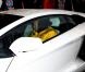 Chris Brown à la sortie de son hôtel parisien se rend à son concert au volant d'une voiture de luxe. Voiture qu'il emboutira quelques heures plus tard contre une autre voiture de sport. Le 7 octobre 2012.