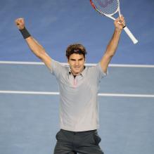 Roger Federer après sa victoire en quart de finale de l'Open d'Australie le 23 janvier 2013 sur Jo-Wilfried Tsonga