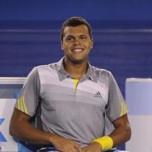 Jo-Wilfried Tsonga lors de son quart de finale face à Roger Federer à Melbourne le 23 janvier 2013