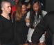 Rihanna, sublime, quitte le Playhouse, une boîte de nuit de Los Angeles, au bras de son amie Melissa, le 24 janvier 2013. Rihanna arbore une robe très courte noire transparente sans soutien-gorge sur de somptueux talons.