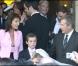 Cécilia Attias et son fils Louis au mariage de Jeanne-Marie Martin et Rallon Gurvan à Neuilly-sur-Seine le 10 mai 2008.
