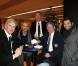 Arsène Wenger, Christian Jeanpierre, Jean-Michel Larqué et Bixente Lizarazu lors de l'inauguration de la tribune de presse du Stade de France qui portera désormais le nom de Thierry Roland, le 6 février 2013
