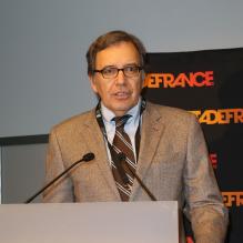 Nonce Paolini lors de l'inauguration de la tribune de presse du Stade de France qui portera désormais le nom de Thierry Roland, le 6 février 2013