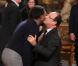 François Hollande et Isabelle Yacoubou lors de la cérémonie de remise de la Légion d'honneur aux sportifs médaillés à Londres lors des Jeux olympiques, au palais de l'Elysée le 1er mars 2013 à Paris